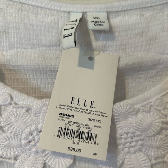 NWT ELLE White Soft Knit Top Mid Length Sleeves and Tie at Bottom of Hem - Picture 2 of 10